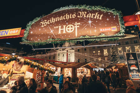 Vienna, Austria - December 2017: Weihnachts Christmas Market in central Viennaのeditorial素材