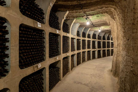 Milestii Mici, Moldova - November 2018: Inside the biggest winery in the world the Milestii Mici...