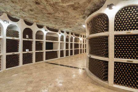 Cricova, Moldova - November 2018: Cricova Winery National Wine Reserve inside the underground winery...