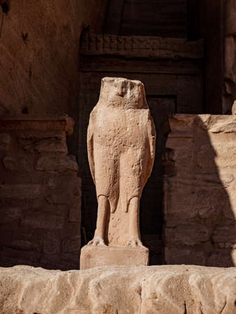 Statue of Horus at the Abu Simbel Great temple in Egyptの写真素材