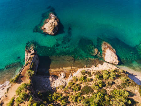 Clear blue waters of Thasosの写真素材