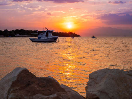 Sunset in Thassos, Greeceの写真素材