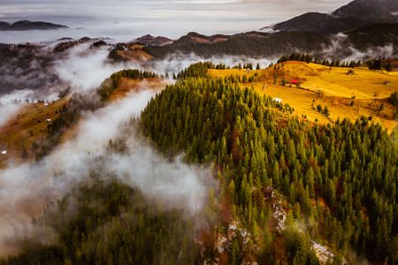 Traditional autumn landscape in Transylvania, Romaniaの写真素材