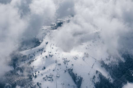 EWinter in the Carpathian mountains. Sirnea Village in Transylvania, Romaniaの写真素材