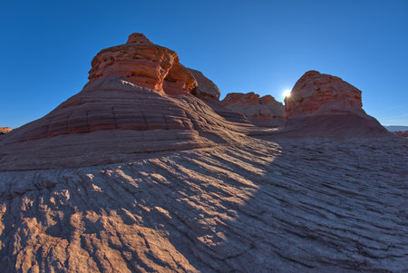 The west rock ridge of the New Wave along the Beehive Trail in the Glen Canyon Recreation Area near Page Arizona.の写真素材