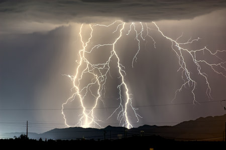 A late night Lightning storm during the 2010 Arizona Monsoon season near the Gila Bend Mountains.の写真素材