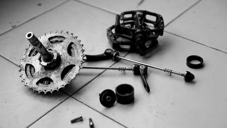 Close up to mechanical gear wheelの写真素材