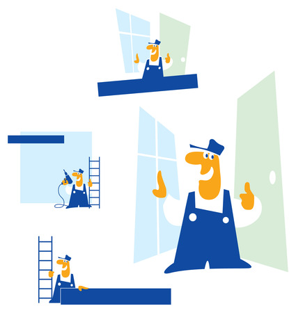 The builder. Set for logo or illustrationsのイラスト素材