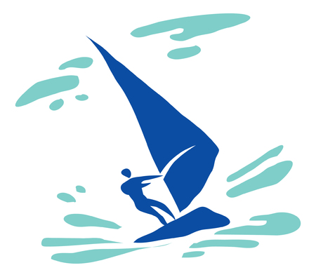 Recreation, sports, activity. Windsurfer in the sea. Pictogram.のイラスト素材