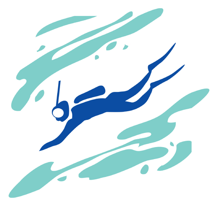 Recreation, sports, activity. Diver under water. Pictogram.のイラスト素材