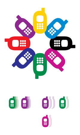 Reyro gadgets. Colored mobile phones. Vector set.のイラスト素材