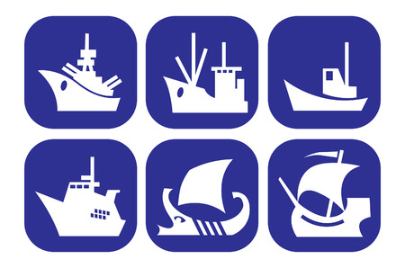 a set of icons with images of different shipsのイラスト素材