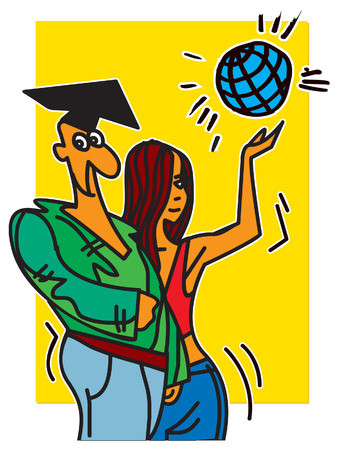 students, boy and girl. vector illustrationのイラスト素材