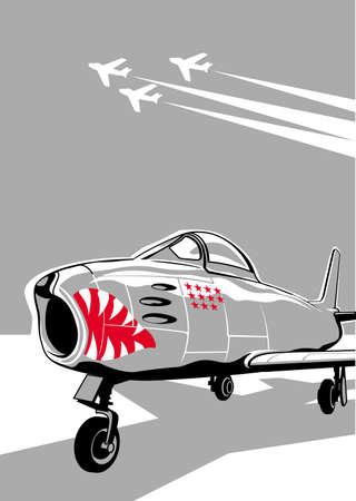 Saber jet ready for take off. vector drawing for illustrationsのイラスト素材