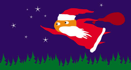 Comic image of cute Santa. Santa Claus. New Year. Merry Christmas. Vector template for greeting card.のイラスト素材