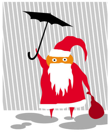 Comic image of cute Santa. Santa Claus. New Year. Merry Christmas. Vector template for greeting card.のイラスト素材