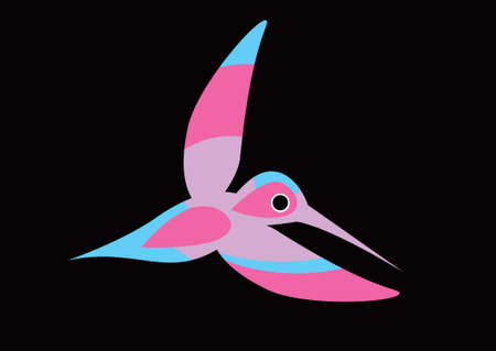 Colibri, hummingbirds. Illustration of a flying colorful Colibri. Bird of hummingbirds. Vector drawing for logo or Illustration.のイラスト素材