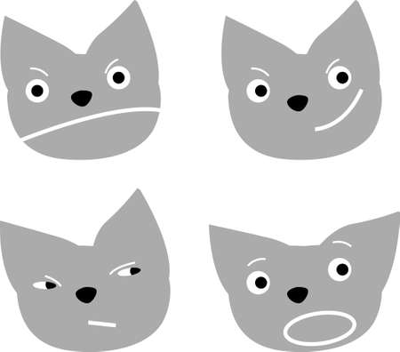 Set of cute cat character with various emotions. Vector illustrations. logo, mascot, sticker, emoji, emoticon.のイラスト素材