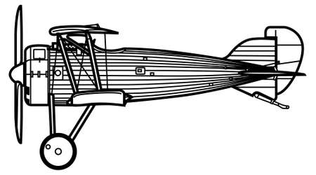 World War 1 fighter aircraft. . Side view. Image for illustration and infographics.