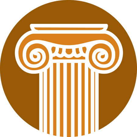 Stylized image of a Greek column. Decorative element. Logo template.のイラスト素材