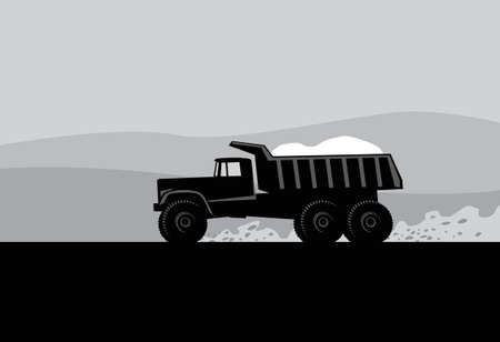big truck running on the road. Vector image for illustrations.のイラスト素材