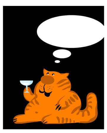 Fat ginger cat makes a wise speech. Vector image for illustrations.のイラスト素材