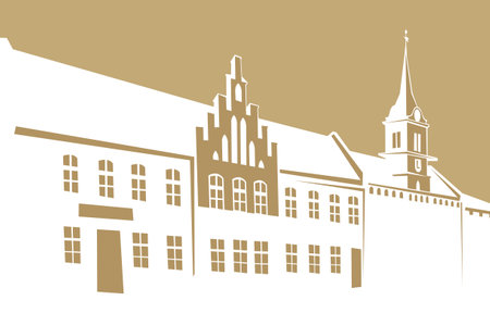 A fragment of the architecture of the old city. Vector image for illustrations.のイラスト素材