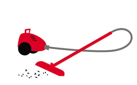 The little red vacuum cleaner was tired of fighting the dirt. Vector images for prints, posters and illustrations.のイラスト素材