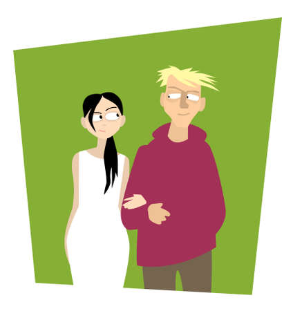 Couple. boy and girl. Happy people, real feelings. Vector images for prints, posters and illustrations.のイラスト素材