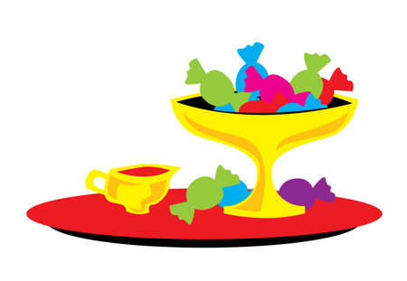 candy. A vase with sweets. Vector images for prints, posters and illustrations.のイラスト素材