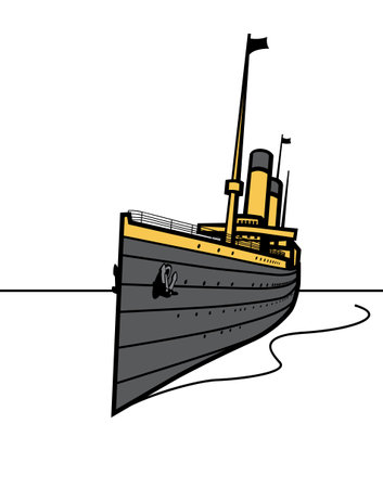 transatlantic cruise. vintage ocean liner. Stylized image for prints, posters and illustrations.のイラスト素材