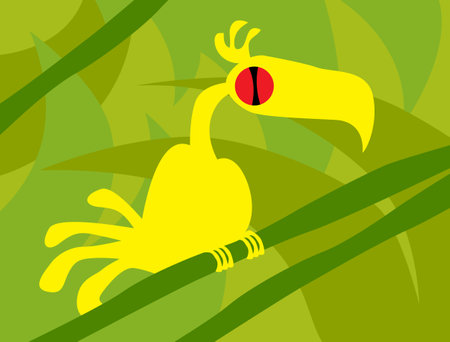 Exotic bird in the tropical forestのイラスト素材