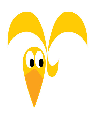 A yellow bird with a surprised look. logo template. isolated image.のイラスト素材