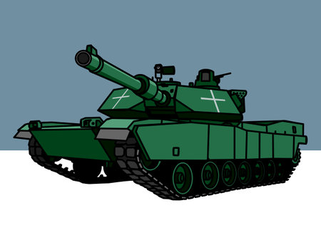 Ukrainian Abrams M1 Main battle tank. A modern combat vehicle. Vector images for prints, posters and illustrations.のイラスト素材