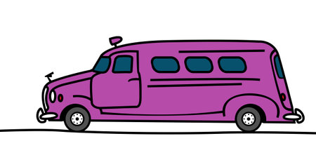 vintage city bus. cartoon image.のイラスト素材