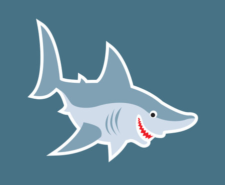 underwater life. A blue smiling shark.のイラスト素材