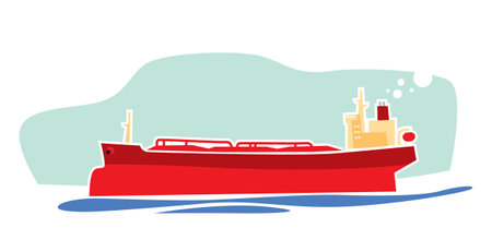 Cargo ships. Tanker ship. Oil tanker Sea delivery. Vector image for prints, posters and illustrations.のイラスト素材