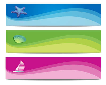 colorful summer vector bannerのイラスト素材