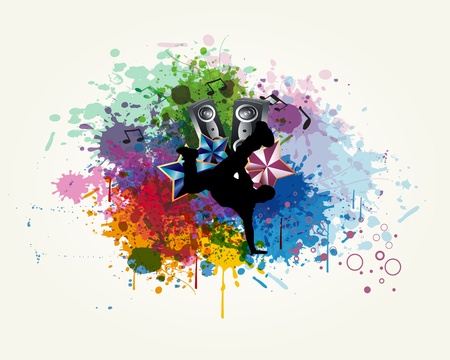 The Dancer  is in the Colorful Splashing Vector のイラスト素材