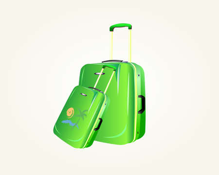 Green Travel Suitcase Vector and Backroundのイラスト素材