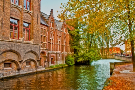 Beautiful  Channel Scene in brugge,Belgiumのeditorial素材