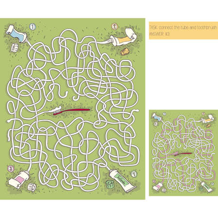 Toothpaste Maze Game with answerのイラスト素材
