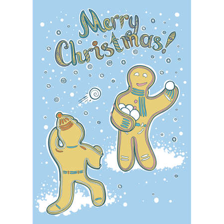 Merry Christmas Card with Gingerbreadのイラスト素材