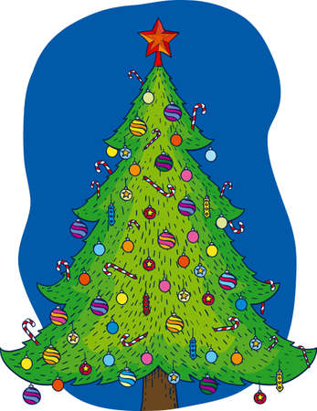 Christmas tree with decorのイラスト素材