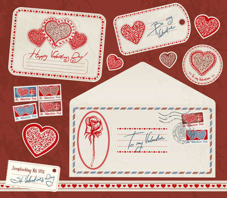 Valentine scrapbooking setのイラスト素材