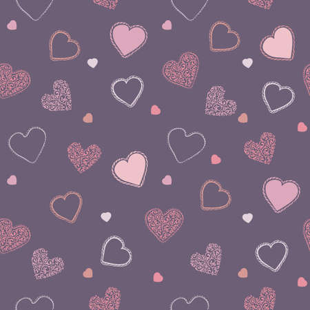 Valentine day blueberry seamless pattern with different hearts