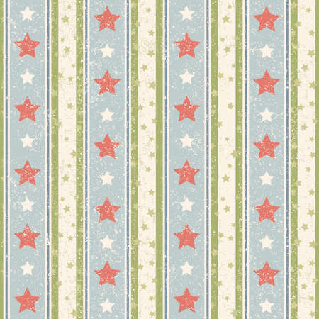Vintage seamless vector pattern with stripes and starsのイラスト素材