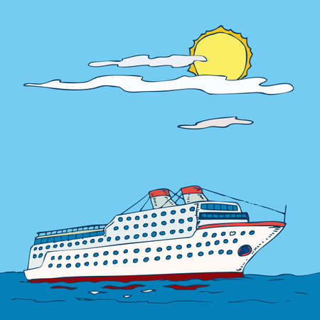 White Ocean Liner isolated on white backgroundのイラスト素材