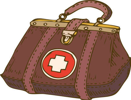 Doctor brown leather case. Isolated on white backgroundのイラスト素材