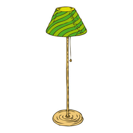 Vintage Green Floor Lamp Isolated on White Backgroundのイラスト素材